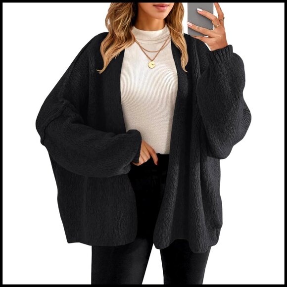 Oversized Chunky Knit Cardigan Long Sleeve Open Front Loose Fit Sweater